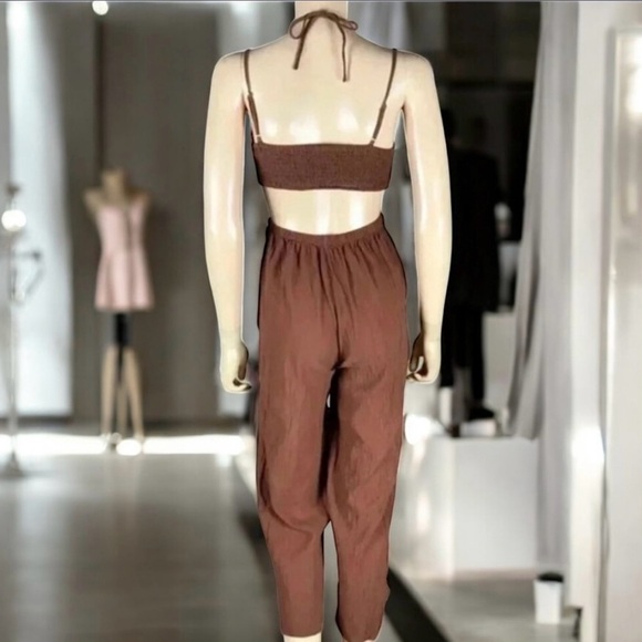 Lush Cut Out Jumpsuit Espresso Brown Boho Size S Small - Picture 5 of 10